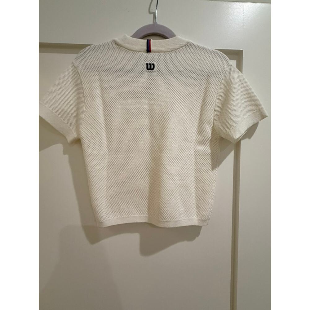 Wilson Cream Peyton Open Knit Cropped Tee - Size XS - Picture 6 of 7